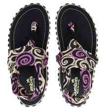 Gumbies - women's Slingback flip flops - BLACK SWIRLS